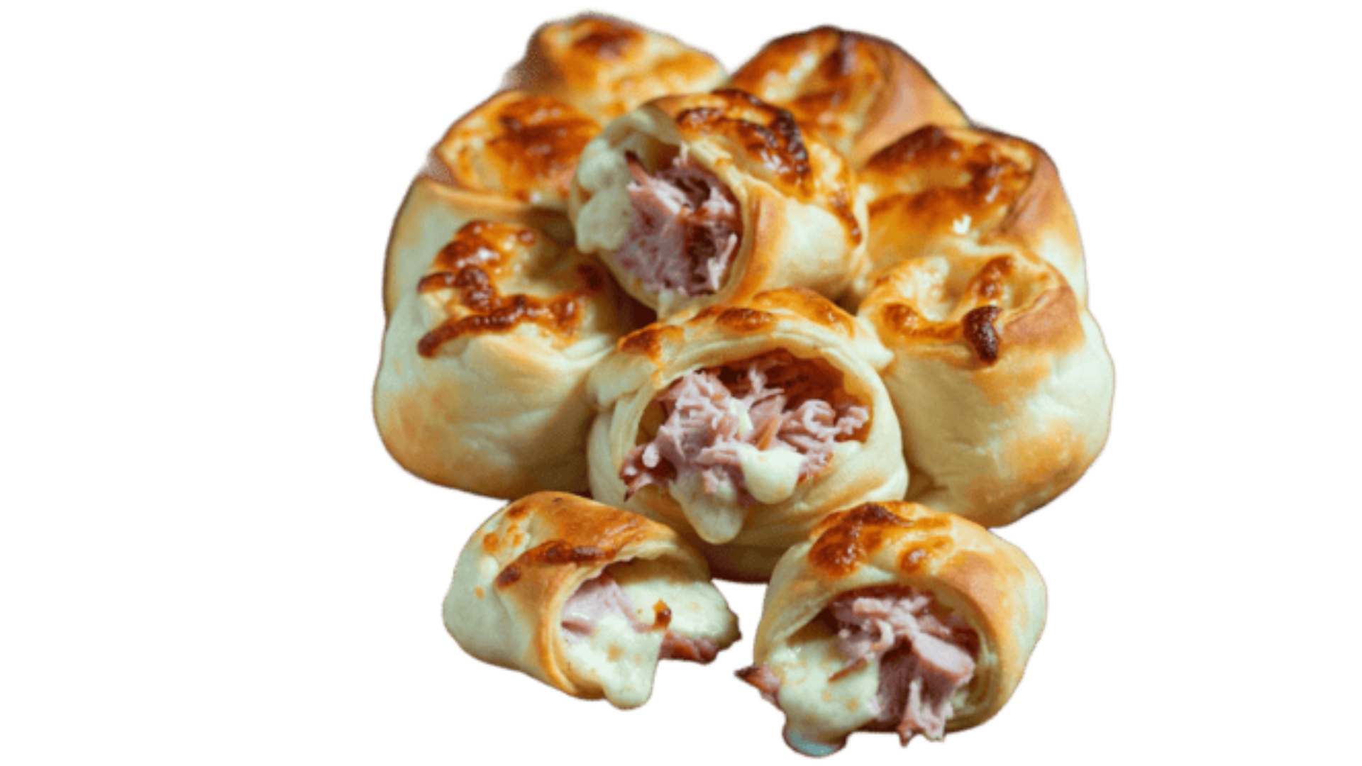 Gefüllte Pizzabrötchen mit Putenschinken und Käse